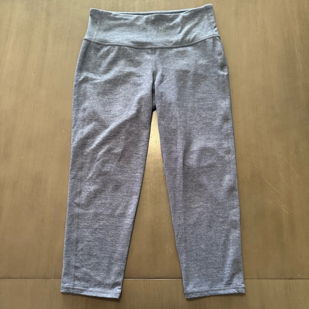 Athleta Heathered Blue Cropped Stretch Yoga Pant Womens S